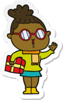 sticker of a cartoon woman wearing spectacles png