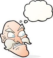 cartoon angry old man with thought bubble png