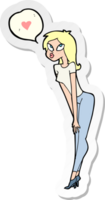 sticker of a cartoon woman with love heart png