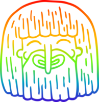 rainbow gradient line drawing of a cartoon bearded man png