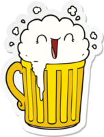 sticker of a happy cartoon mug of beer png