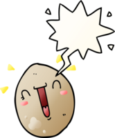 cartoon happy egg with speech bubble in smooth gradient style png