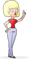 hand drawn cartoon woman with idea png