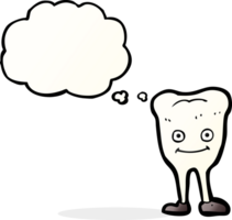 cartoon happy tooth with thought bubble png