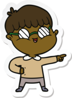 pegatina de un niño de dibujos animados con gafas png