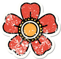 distressed sticker tattoo in traditional style of a flower png