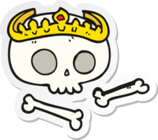 pegatina de un cráneo de dibujos animados con tiara png