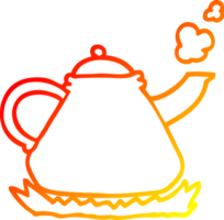 warm gradient line drawing of a cartoon kettle on stove png