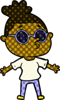 cartoon woman wearing sunglasses png