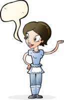 caricatura, mujer, en, sirvienta, disfraz, con, burbuja del discurso png