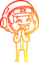 warm gradient line drawing of a cartoon laughing astronaut png