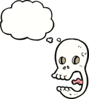 funny cartoon skull with thought bubble png