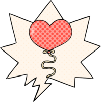 cartoon love heart balloon with speech bubble in comic book style png