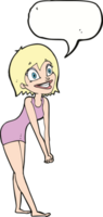 caricatura, excitado, mujer, con, burbuja del discurso png