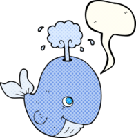 hand drawn comic book speech bubble cartoon whale spouting water png