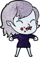 cartoon vampire girl with blood on cheek png