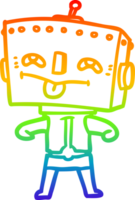 rainbow gradient line drawing of a cartoon robot png