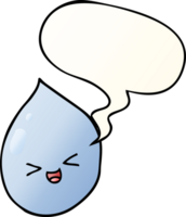 cartoon raindrop with speech bubble in smooth gradient style png