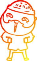 warm gradient line drawing of a cartoon happy bearded man png