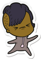 sticker of a cartoon annoyed hipster girl png