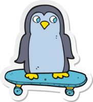 adesivo de um pinguim de desenho animado andando de skate png