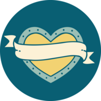 iconic tattoo style image of a heart and banner png