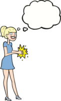 cartoon woman clapping hands with thought bubble png