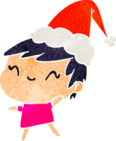 hand drawn christmas retro cartoon of kawaii girl png