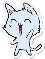 vinheta angustiada de um gato de desenho animado feliz miando png