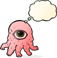 cartoon alien head with thought bubble png