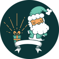 icon of a tattoo style santa claus christmas character png