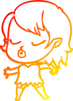 warm gradient line drawing of a cute cartoon vampire girl png