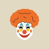 Circus elements in modern flat, line style. Hand drawn illustration of clown mask, Isolated graphic design element vector