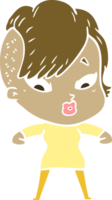 niña sorprendida de dibujos animados de estilo de color plano png