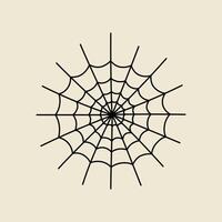 Black spider web, Halloween element in modern flat, line style. Hand drawn illustration vector