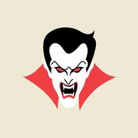 Vampire dracula character, Halloween element in modern flat, line style. Hand drawn illustration vector