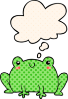 cartoon frog with thought bubble in comic book style png