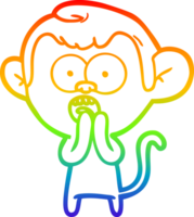 rainbow gradient line drawing of a cartoon shocked monkey png