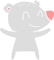 desenho animado de estilo de cor plana de urso sorridente png