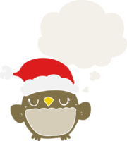 cute christmas owl with thought bubble in retro style png