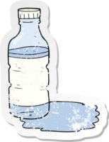 pegatina retro angustiada de una botella de agua de dibujos animados png