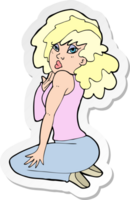 pegatina de una mujer de dibujos animados posando png