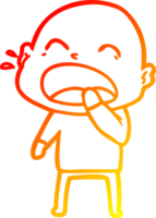 warm gradient line drawing of a cartoon shouting bald man png