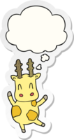 cute cartoon giraffe with thought bubble as a printed sticker png