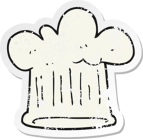 retro distressed sticker of a cartoon chef hat png