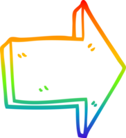 rainbow gradient line drawing of a cartoon directing arrow png