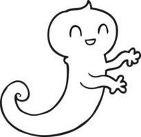 hand drawn black and white cartoon ghost png