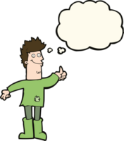 cartoon positive thinking man in rags with thought bubble png
