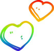 rainbow gradient line drawing of a cartoon love hearts png