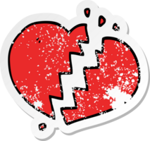 distressed sticker of a cartoon broken heart png